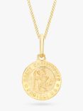 IBB 9ct Gold St Christopher Round Pendant Necklace, Gold