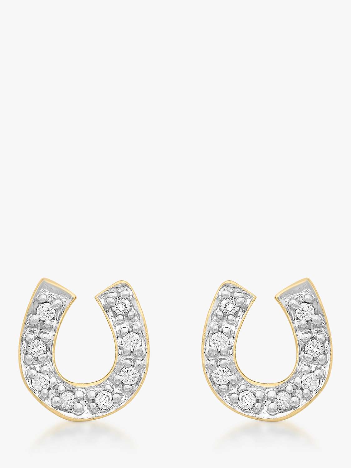 Buy IBB 9ct Gold Cubic Zirconia Horseshoe Stud Earrings, Gold Online at johnlewis.com