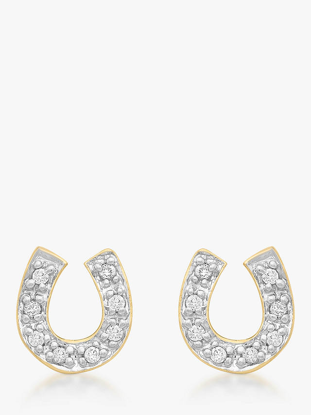 IBB 9ct Gold Cubic Zirconia Horseshoe Stud Earrings, Gold