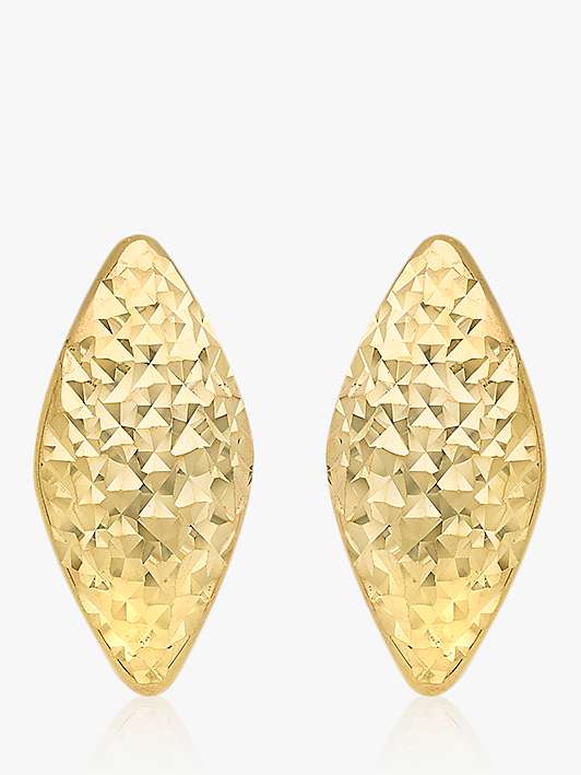 Buy IBB 9ct Gold Diamond Cut Rhomboid Stud Earrings, Gold Online at johnlewis.com