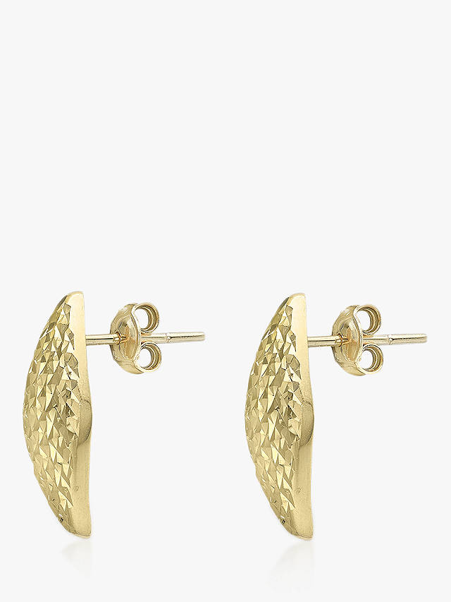 IBB 9ct Gold Diamond Cut Rhomboid Stud Earrings, Gold