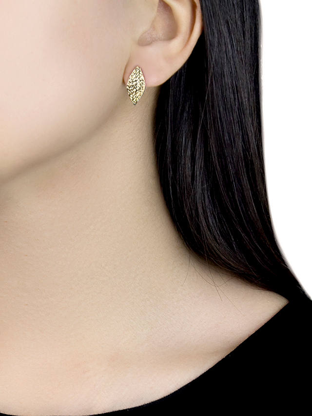 IBB 9ct Gold Diamond Cut Rhomboid Stud Earrings, Gold