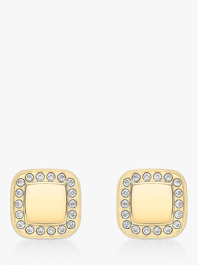 IBB 9ct Gold Cubic Zirconia Square Stud Earrings, Gold