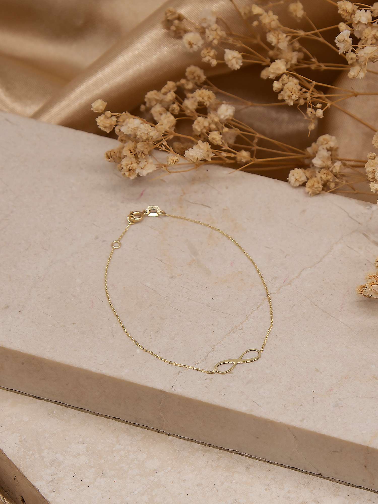 Buy IBB 9ct Gold Infinity Chain Bracelet, Gold Online at johnlewis.com