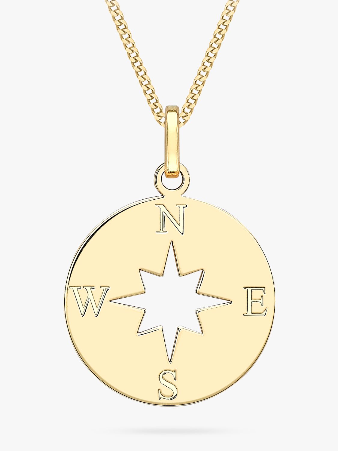 Buy IBB 9ct Gold Compass and Cut Out Star Pendant Necklace, Gold Online at johnlewis.com