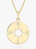IBB 9ct Gold Compass and Cut Out Star Pendant Necklace, Gold