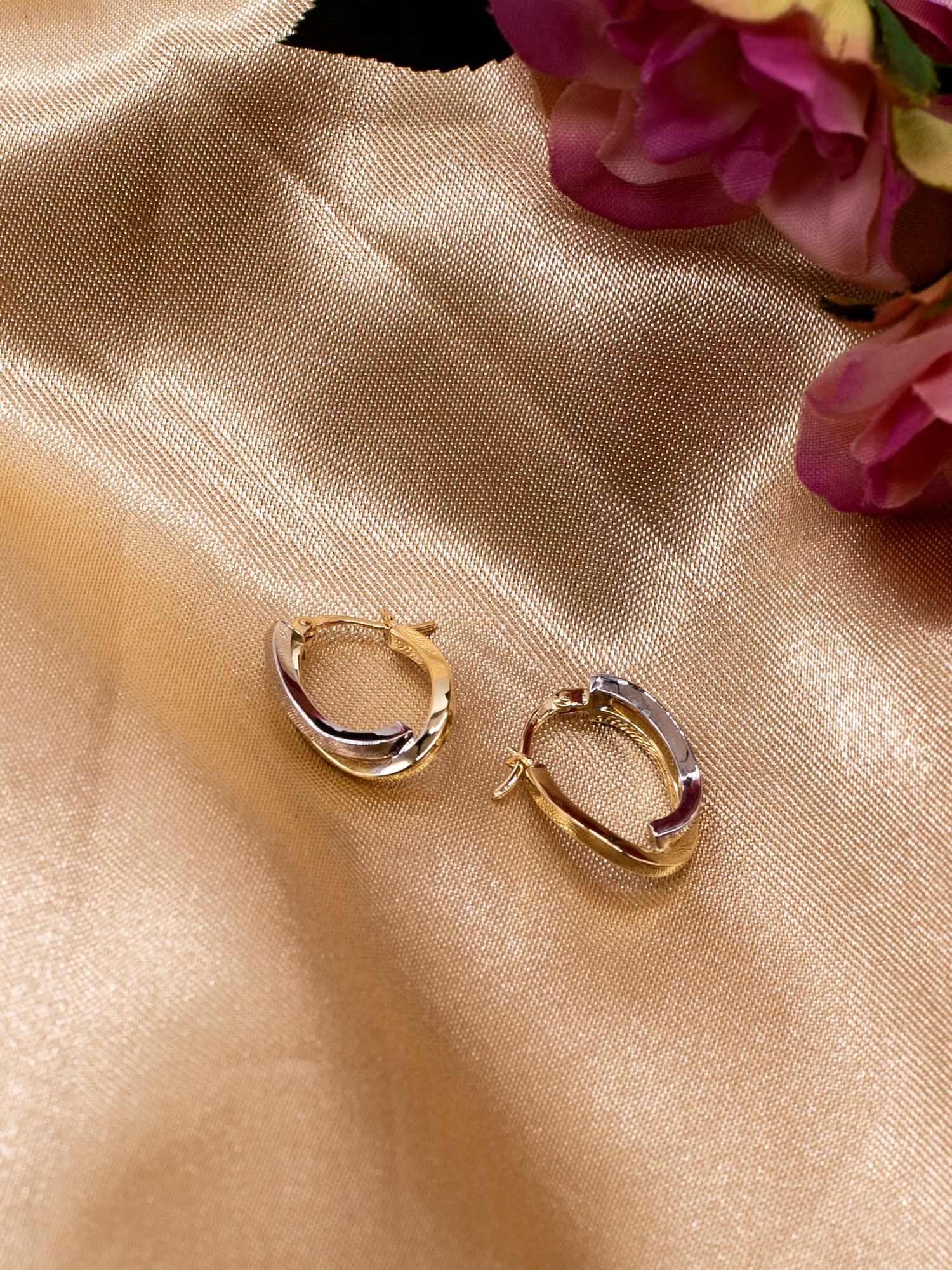 Buy IBB 9ct Yellow and White Gold Wave Hoop Earrings Online at johnlewis.com