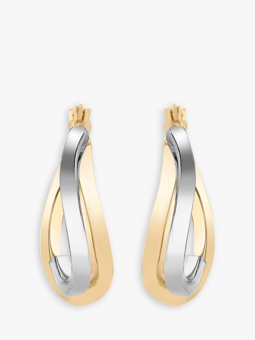 Buy IBB 9ct Yellow and White Gold Wave Hoop Earrings Online at johnlewis.com