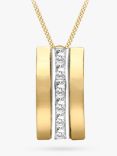 IBB 9ct Gold Cubic Zirconia Curved Pendant Necklace, Gold