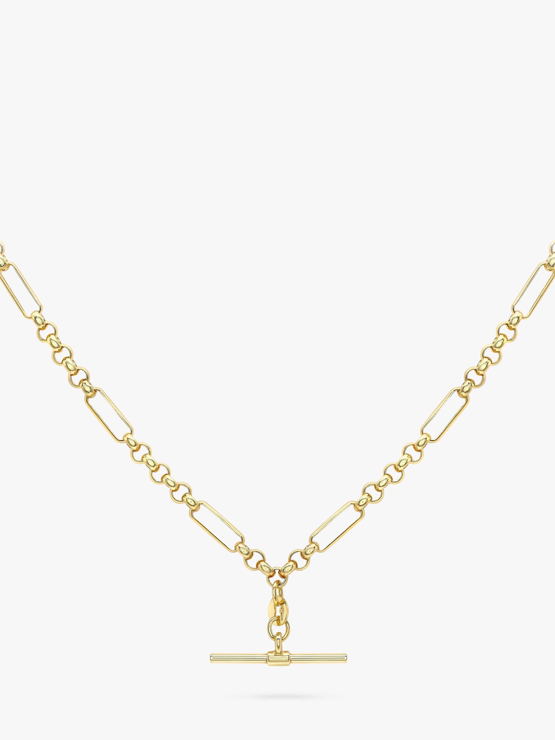 Buy IBB 9ct Gold T-Bar Figaro Chain Necklace, Gold Online at johnlewis.com