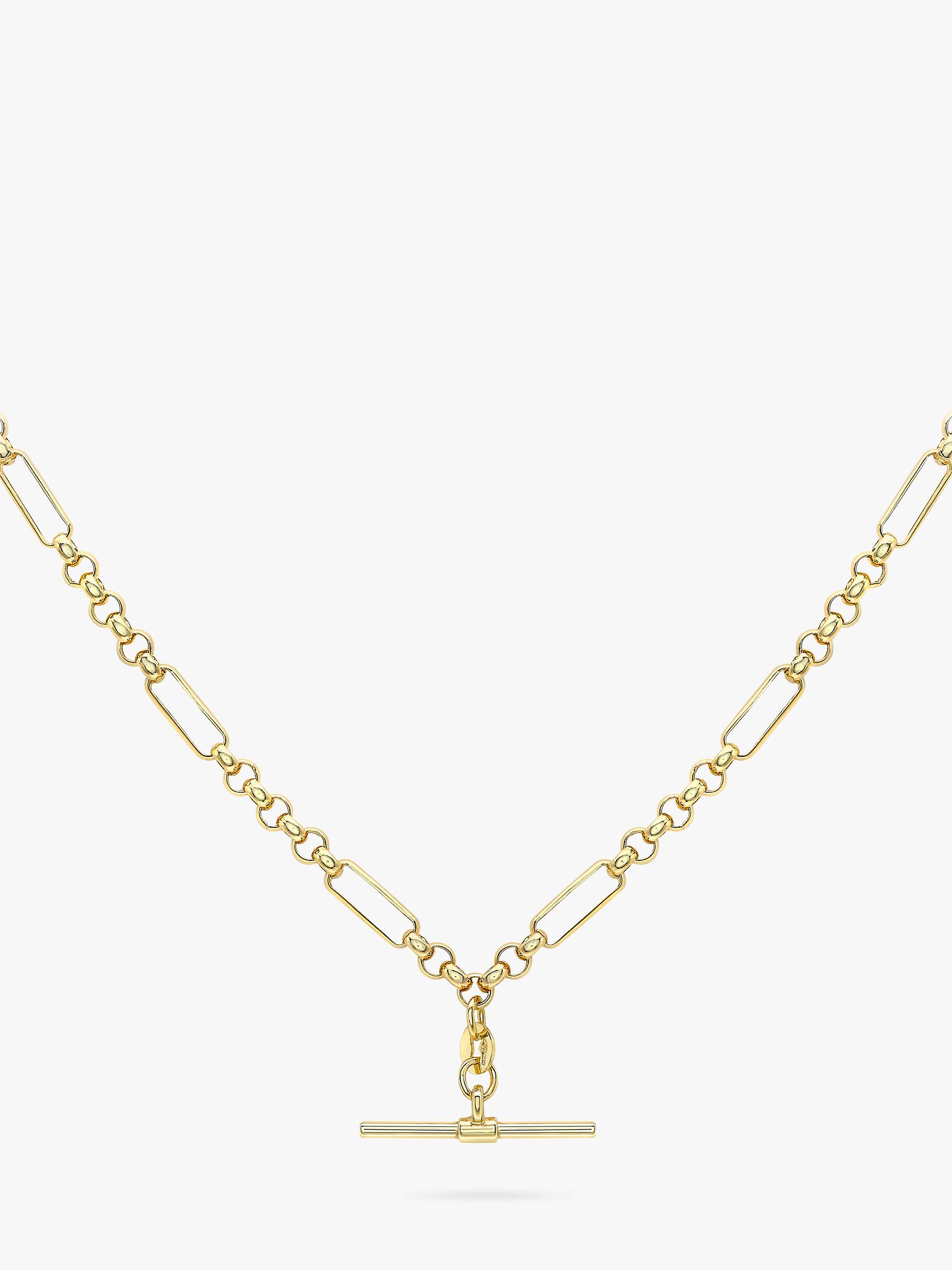 Buy IBB 9ct Gold T-Bar Figaro Chain Necklace, Gold Online at johnlewis.com