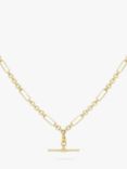 IBB 9ct Gold T-Bar Figaro Chain Necklace, Gold