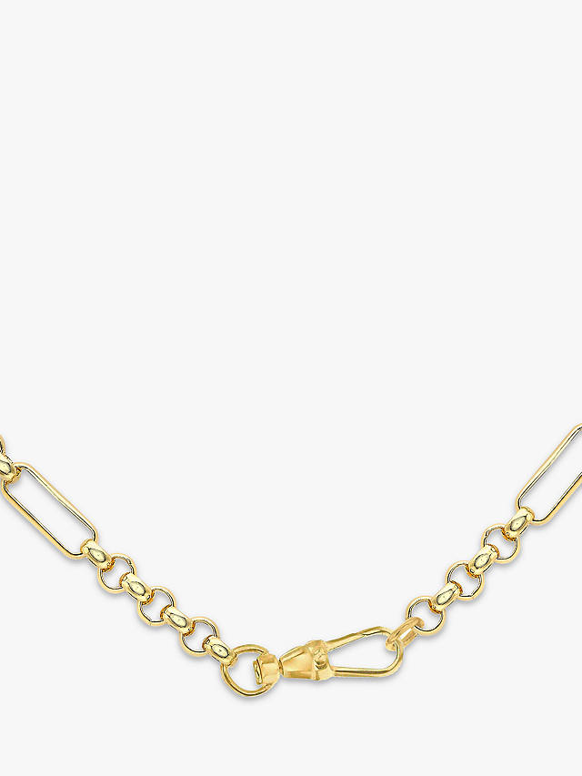 IBB 9ct Gold T-Bar Figaro Chain Necklace, Gold