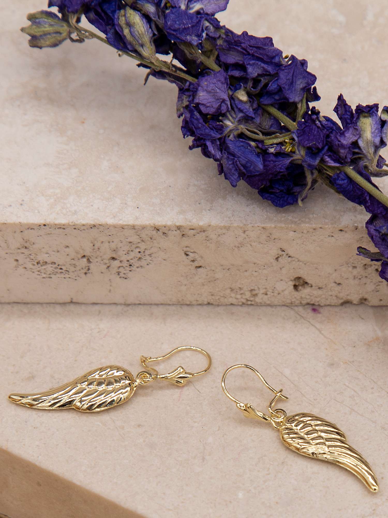 Buy IBB 9ct Gold Angel Wing Drop Earrings, Gold Online at johnlewis.com