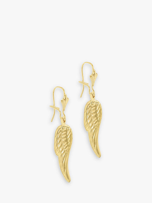IBB 9ct Gold Angel Wing Drop Earrings, Gold