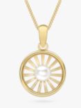 IBB 9ct Gold Freshwater Pearl Sunray Pendant Necklace, Gold