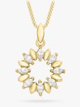 IBB 9ct Gold Marquise Cubic Zirconia Ring Pendant Necklace, Gold