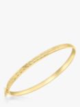 IBB 9ct Gold Diamond Cut Hinged Bangle, Gold