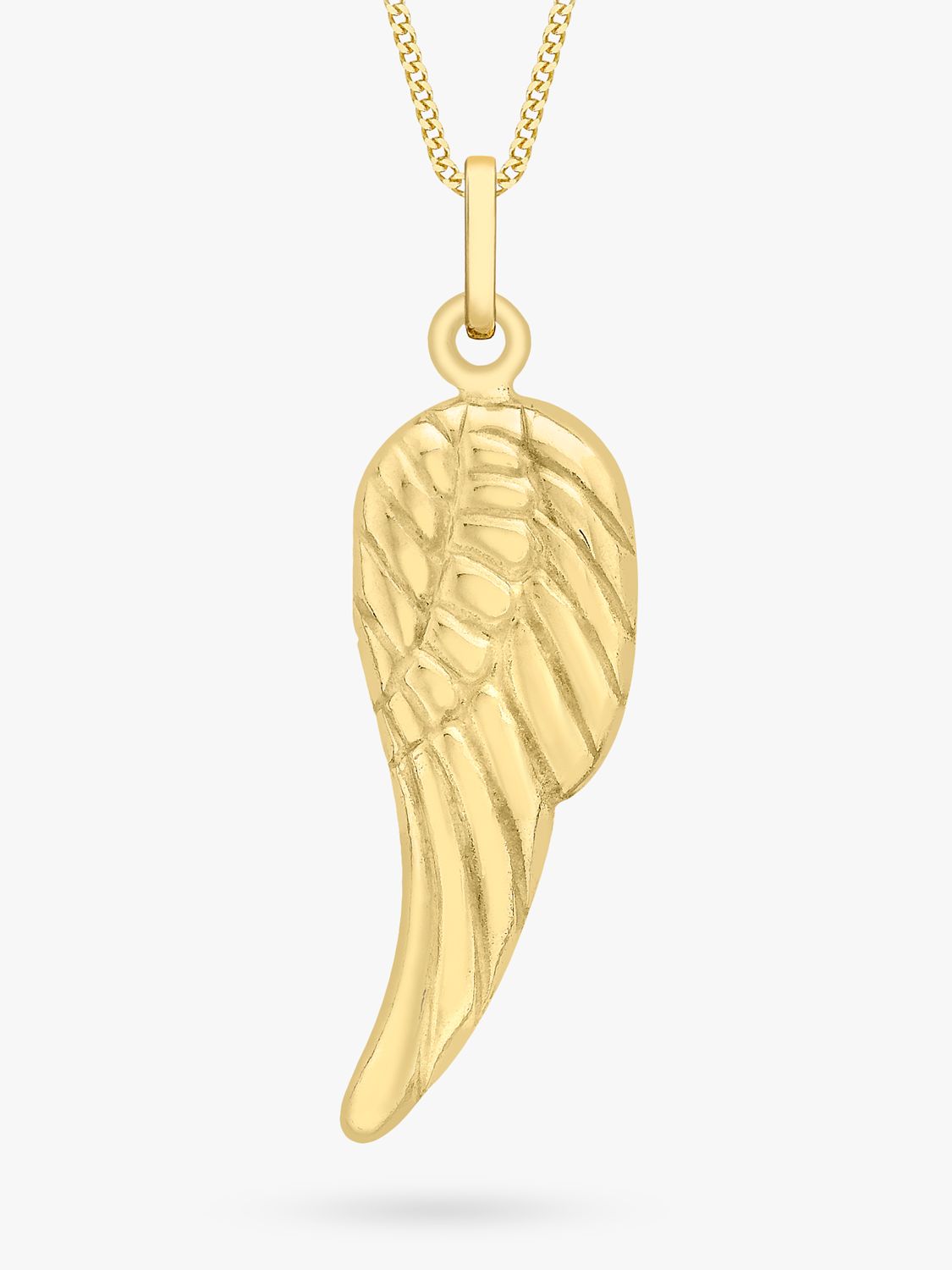 IBB 9ct Gold Angel Wing Pendant Necklace, Gold at John Lewis