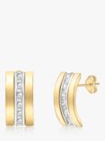 IBB 9ct Gold Cubic Zirconia Curved Stud Earrings, Gold