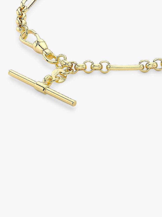 IBB 9ct Gold T-Bar Figaro Chain Bracelet, Gold