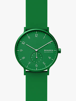Skagen Unisex Aaren Kulor Silicone Strap Watch, Green SKW6545