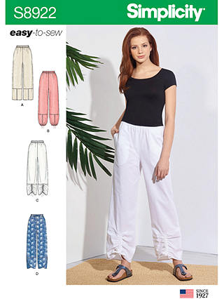 Simplicity Women's Pull On Trousers Sewing Pattern, 8922, H5