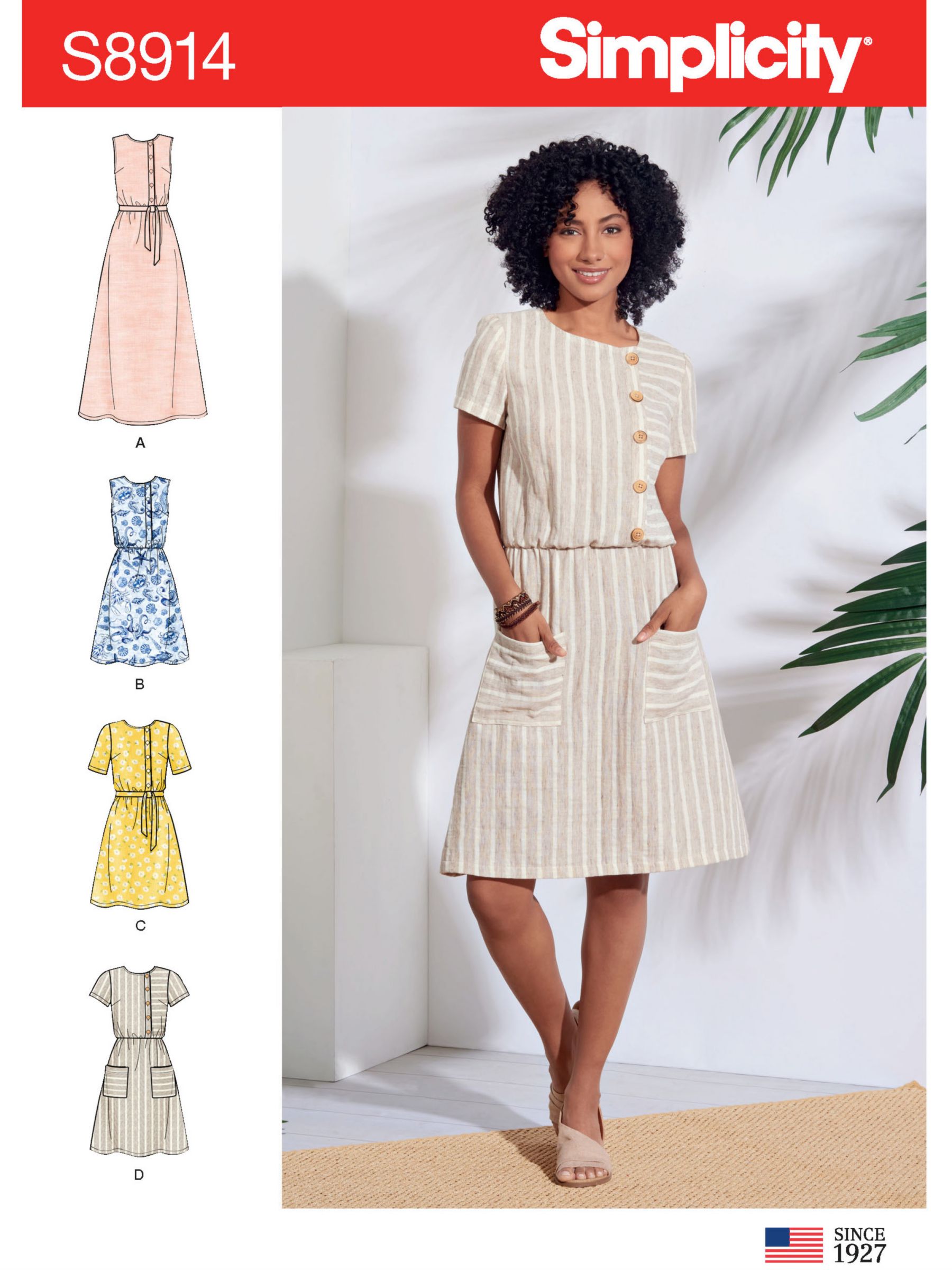 Simplicity Women's Asymmetric Front Dress Sewing Pattern, 8914 at John