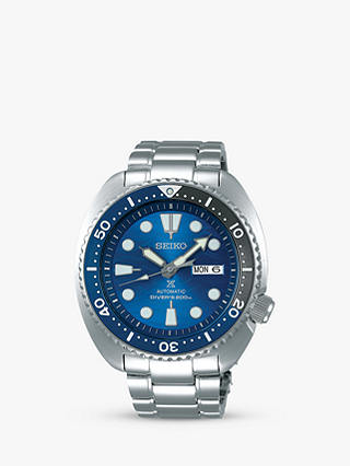 Seiko SRPD21K1 Men's Prospex Divers Automatic Day Date Bracelet Strap Watch, Silver/Blue