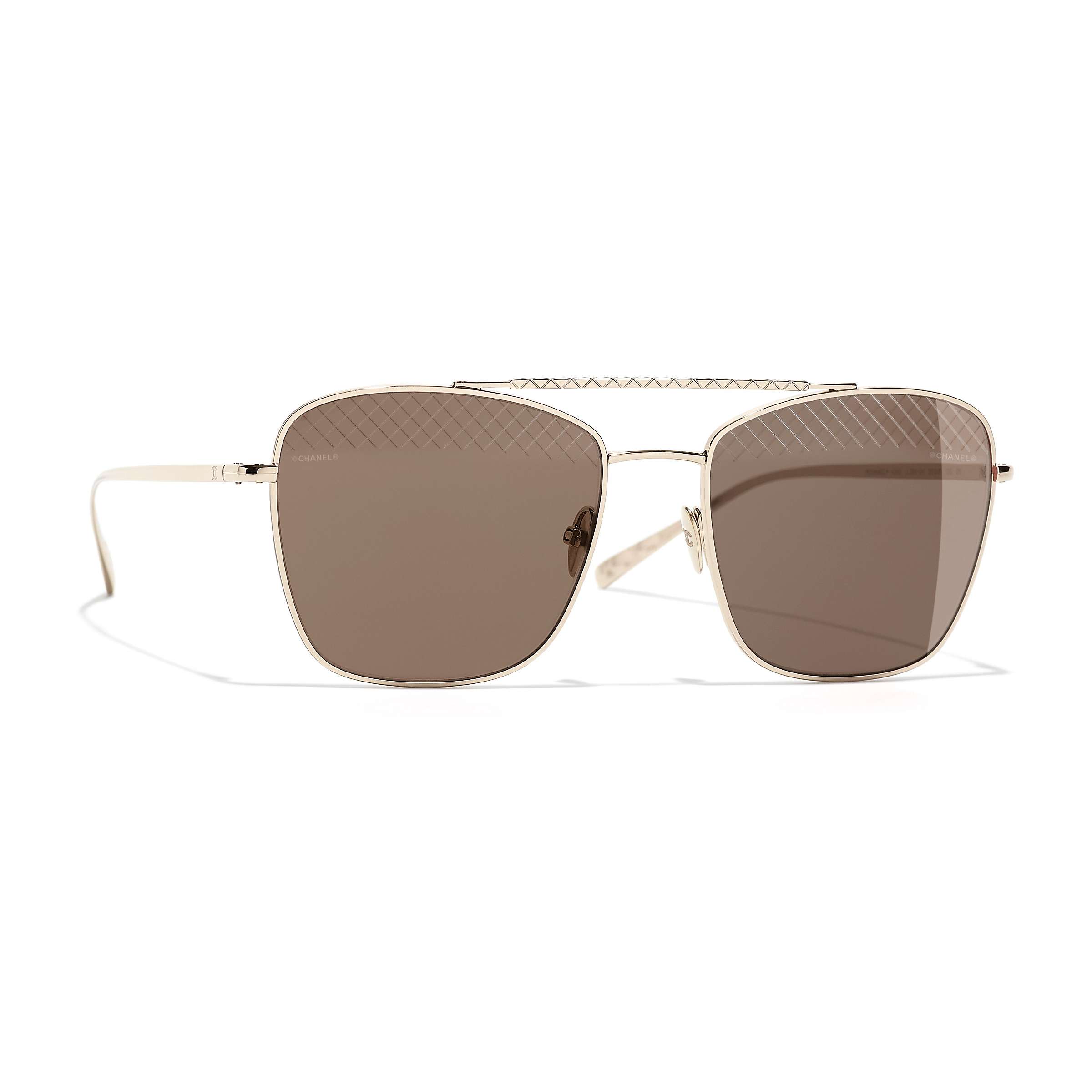 Buy CHANEL Pilot Sunglasses CH4256 Gold/Brown Online at johnlewis.com