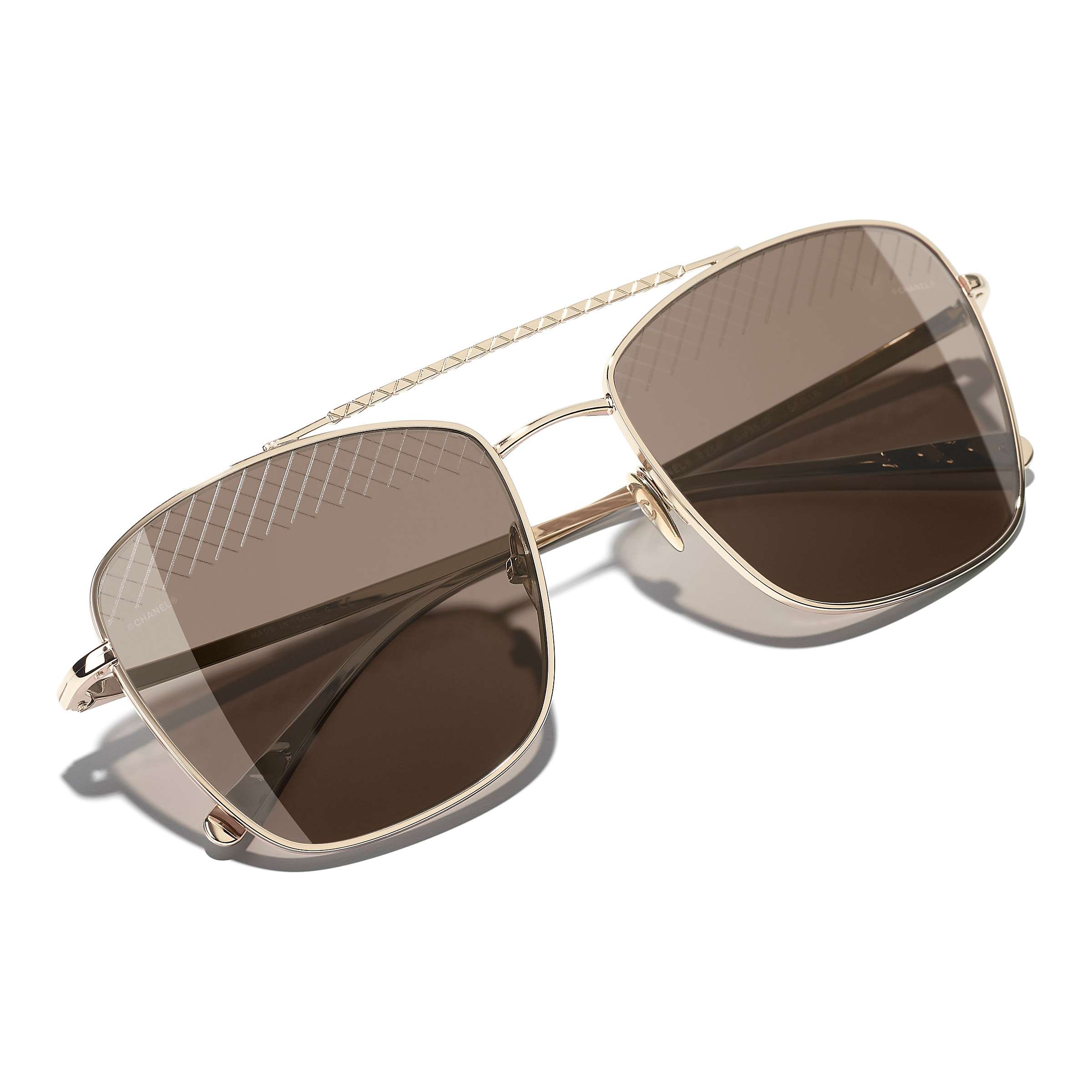Buy CHANEL Pilot Sunglasses CH4256 Gold/Brown Online at johnlewis.com