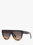 Celine CL4001IN Women's Rectangular Sunglasses, Black Havana/Brown Gradient