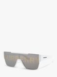 Burberry BE4291 Men's Rectangular Sunglasses, White/Silver