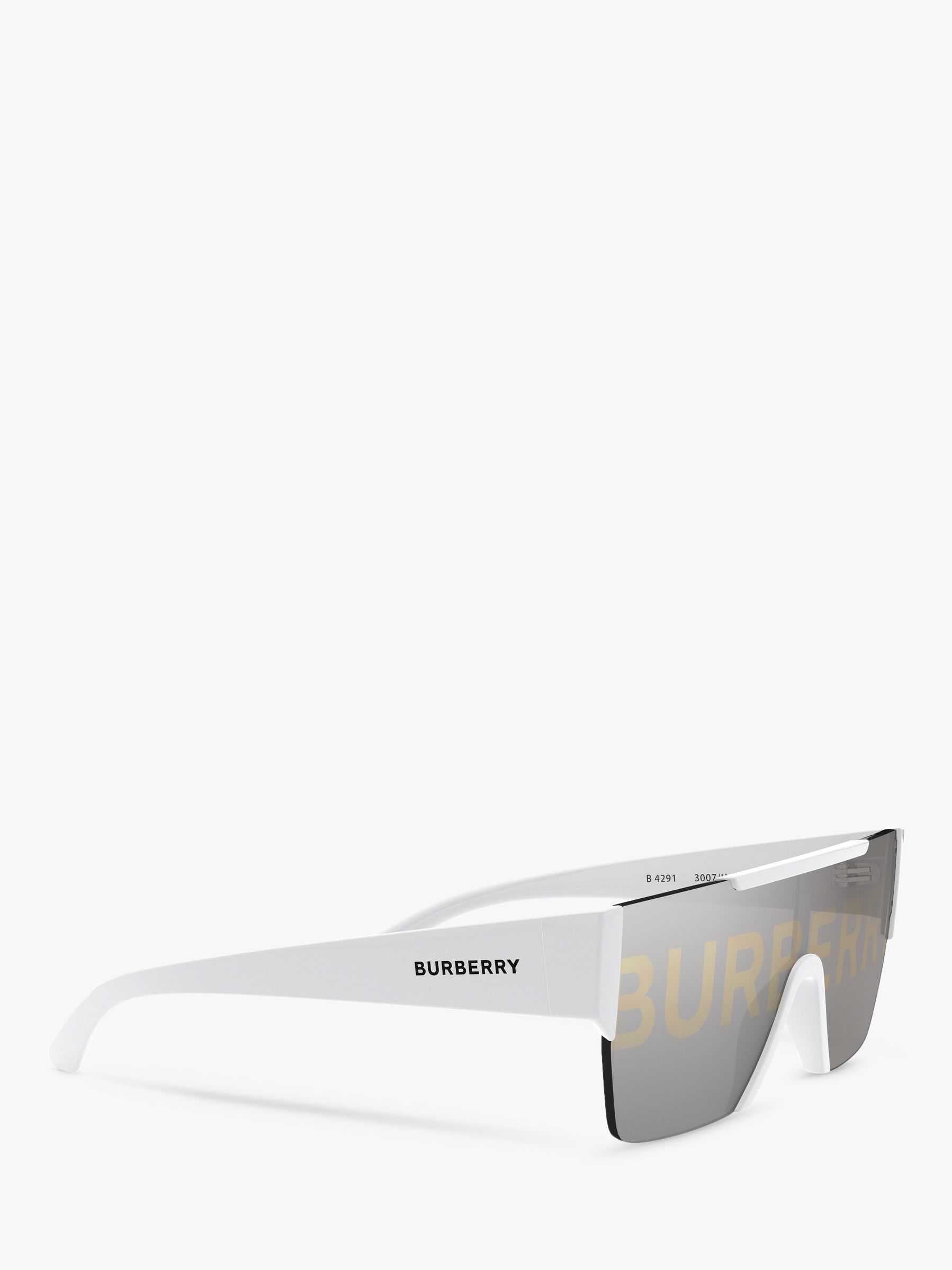 Burberry BE4291 Men's Rectangular Sunglasses, White/Silver at John Lewis &  Partners