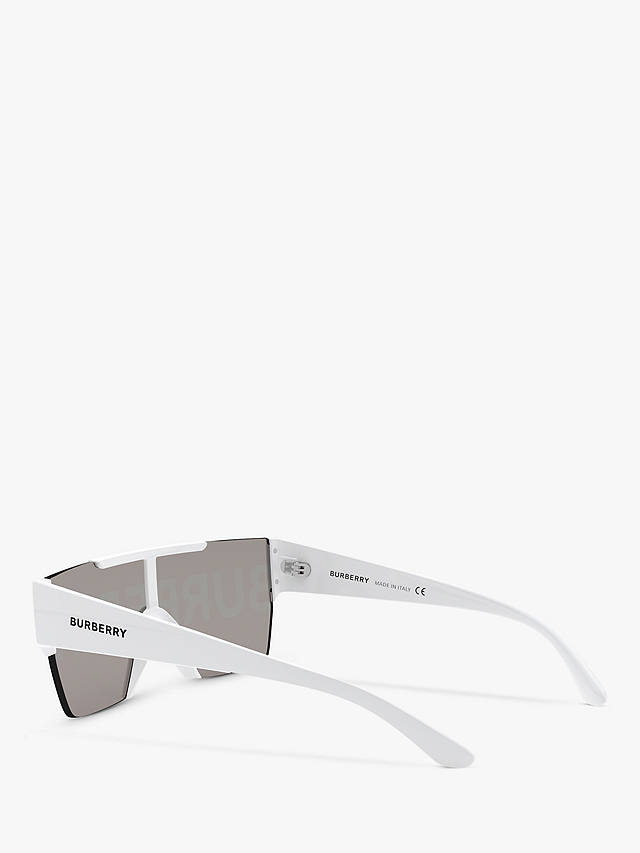 Burberry BE4291 Men's Rectangular Sunglasses, White/Silver