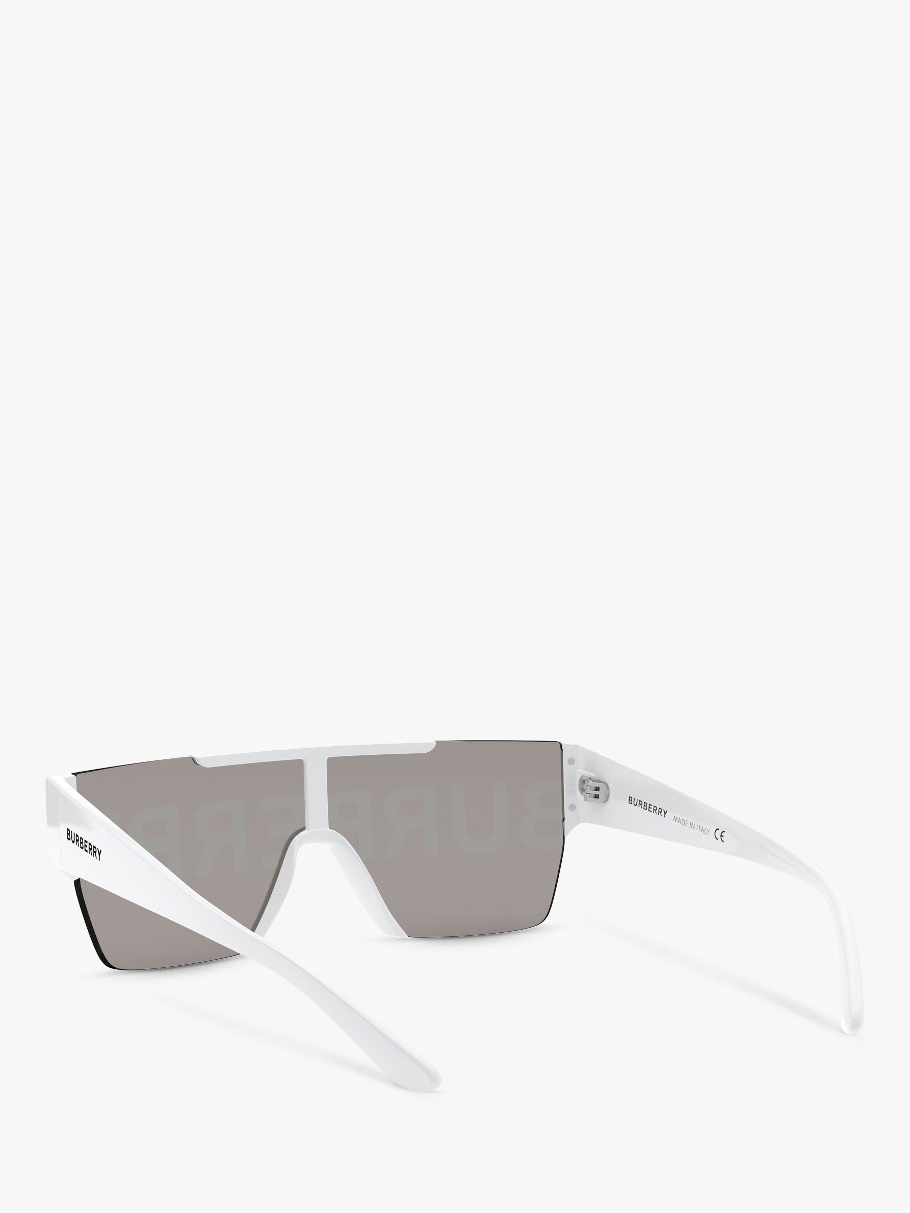 Burberry BE4291 Men's Rectangular Sunglasses, White/Silver at John Lewis &  Partners