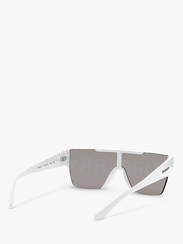 Burberry BE4291 Men's Rectangular Sunglasses, White/Silver