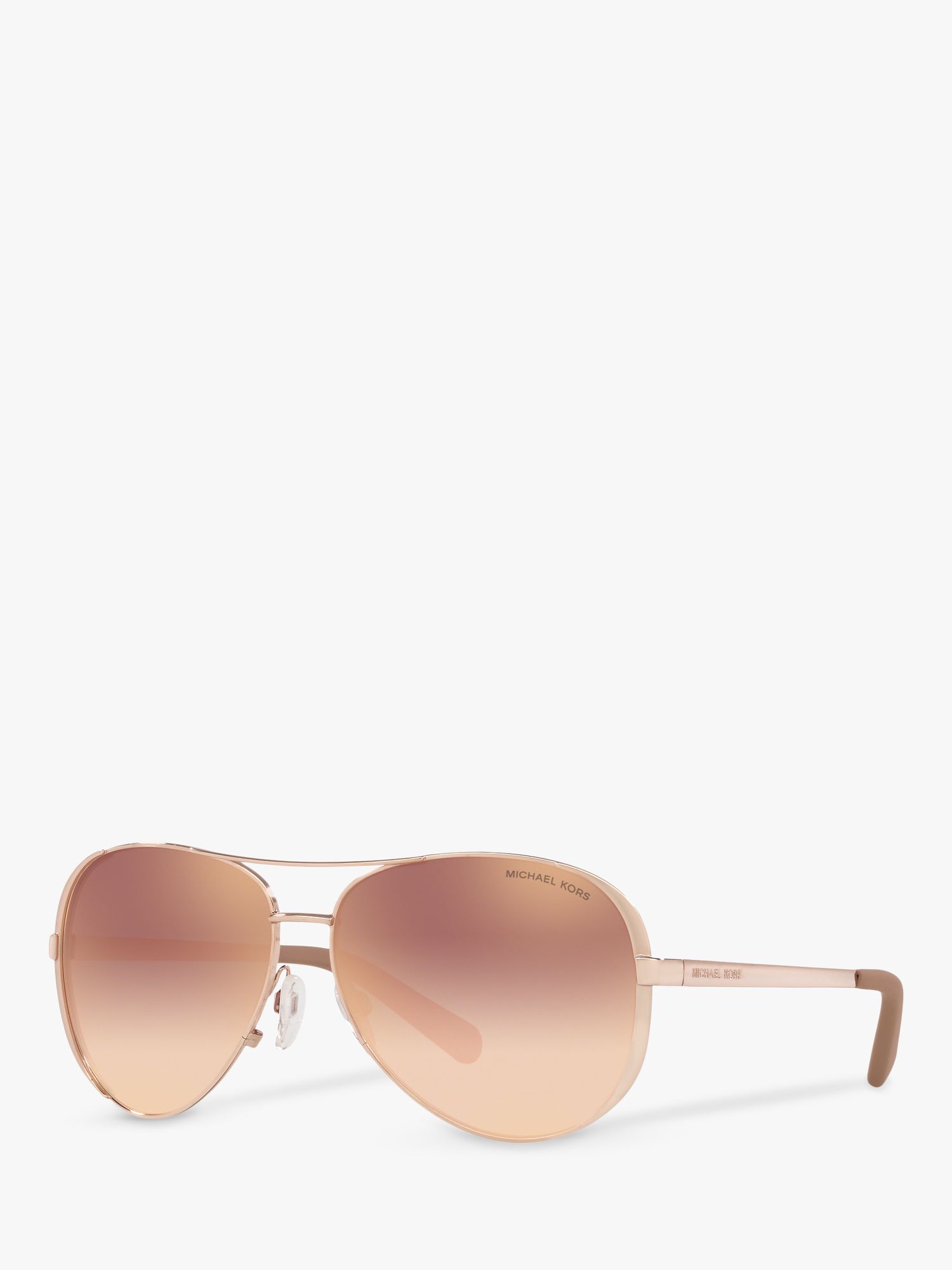 Michael Kors MK5004 Women's Chelsea Aviator Sunglasses, Rose Gold/Mirror  Pink at John Lewis & Partners