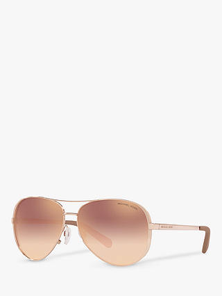 Michael Kors MK5004 Women's Chelsea Aviator Sunglasses, Rose Gold/Mirror Pink