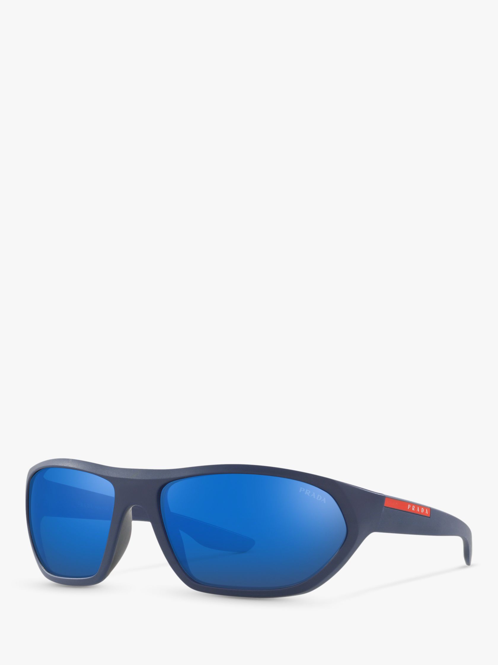 Prada Linea Rossa PS 18US Men's Active Rectangular Sunglasses, Matte  Blue/Mirror Blue