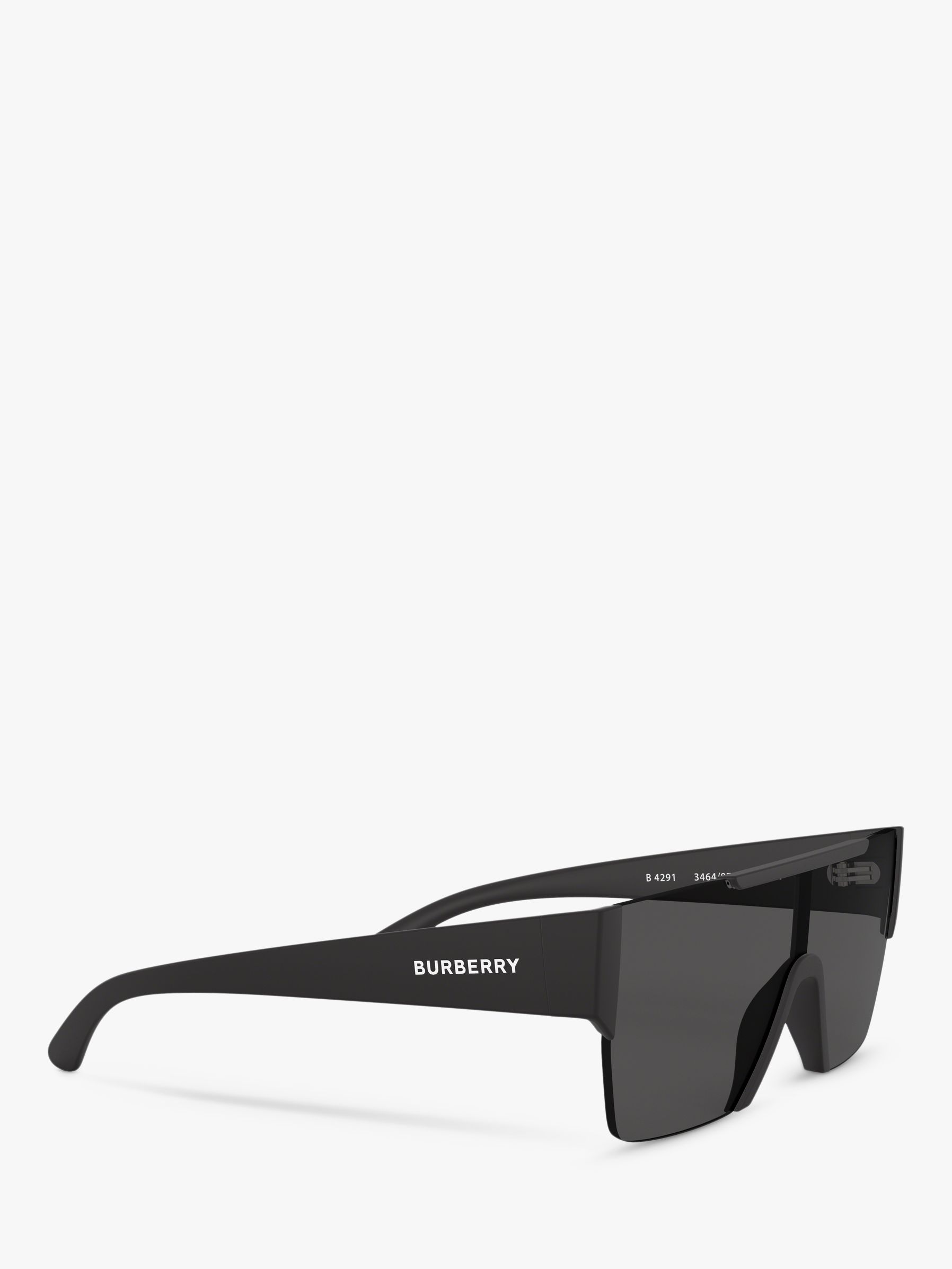 Burberry BE4291 Men's Rectangular Sunglasses, Black at John Lewis & Partners