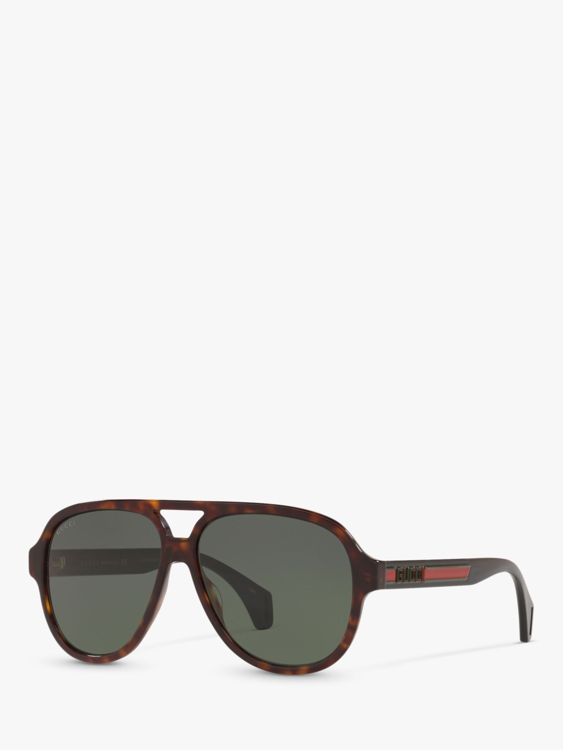 Gucci GG0463S Men's Aviator Sunglasses, Brown/Green at John Lewis & Partners