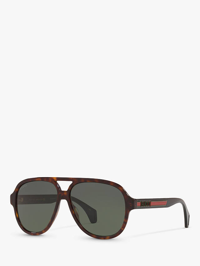 Gucci GG0463S Men's Aviator Sunglasses, Brown/Green