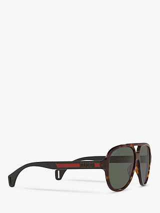 Gucci GG0463S Men's Aviator Sunglasses, Brown/Green