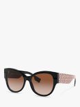 Burberry BE4294 Women's Chunky Butterfly Sunglasses, Black/Brown Gradient