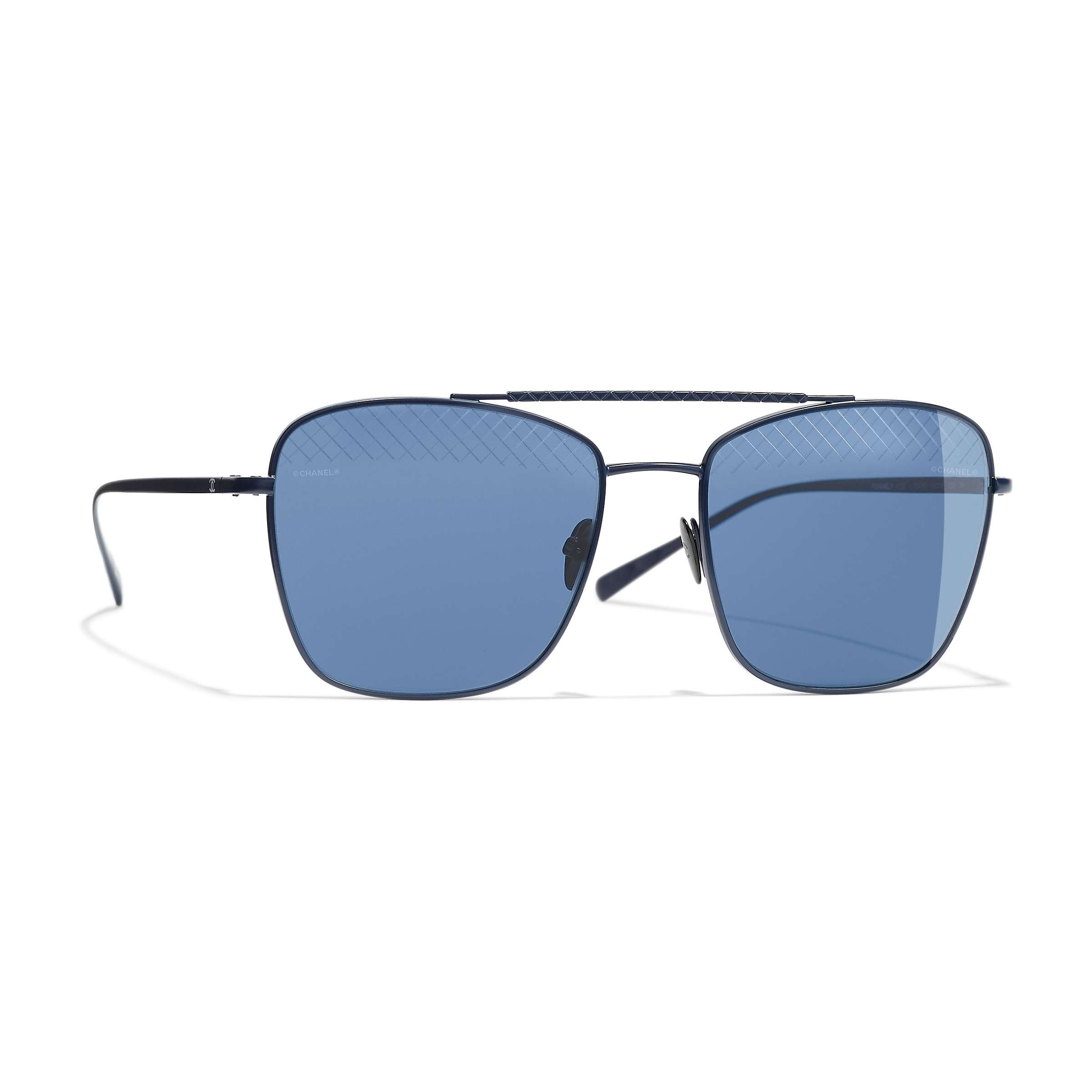Buy CHANEL Pilot Sunglasses CH4256 Black/Blue Online at johnlewis.com