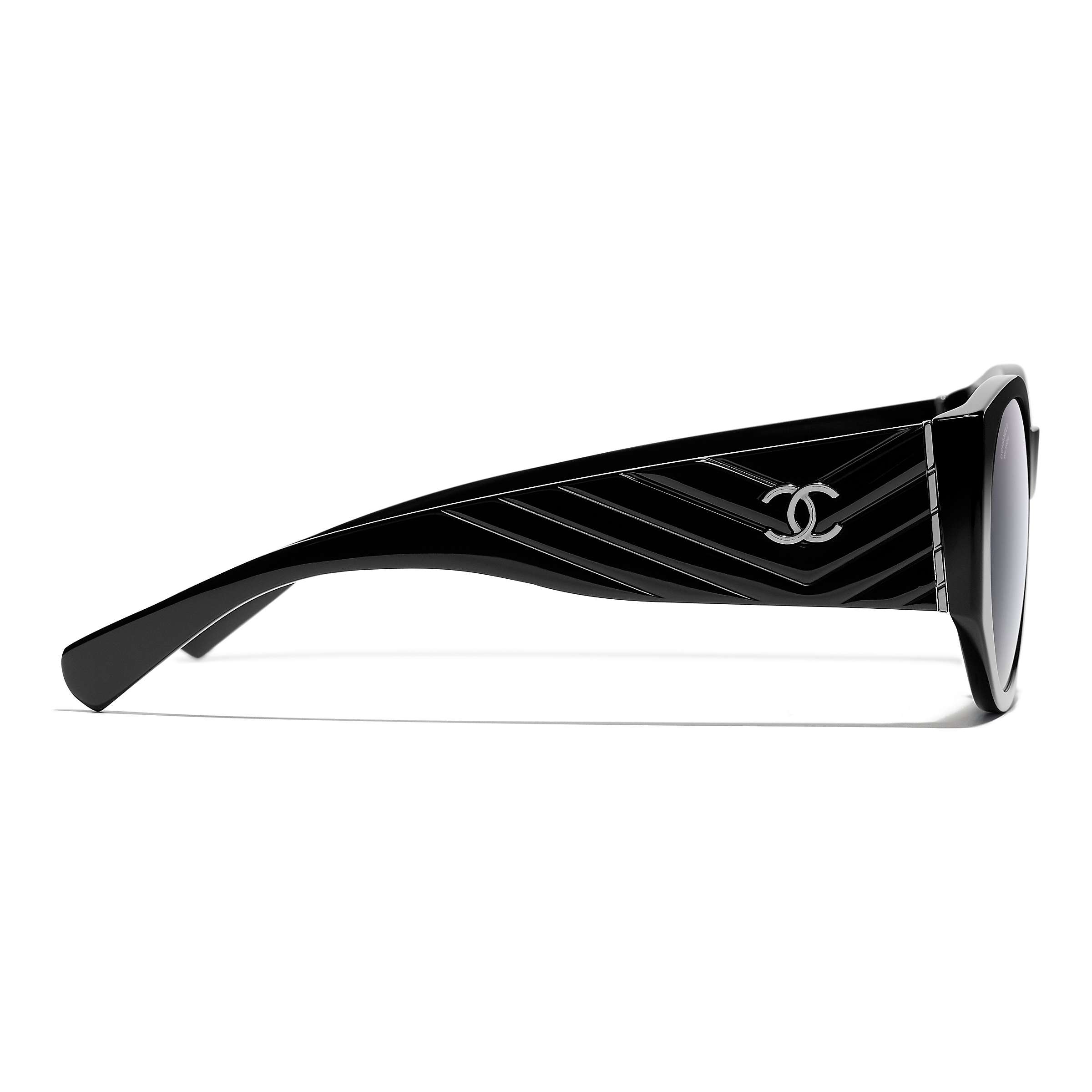 Buy CHANEL Oval Sunglasses CH5411 Black/Grey Online at johnlewis.com