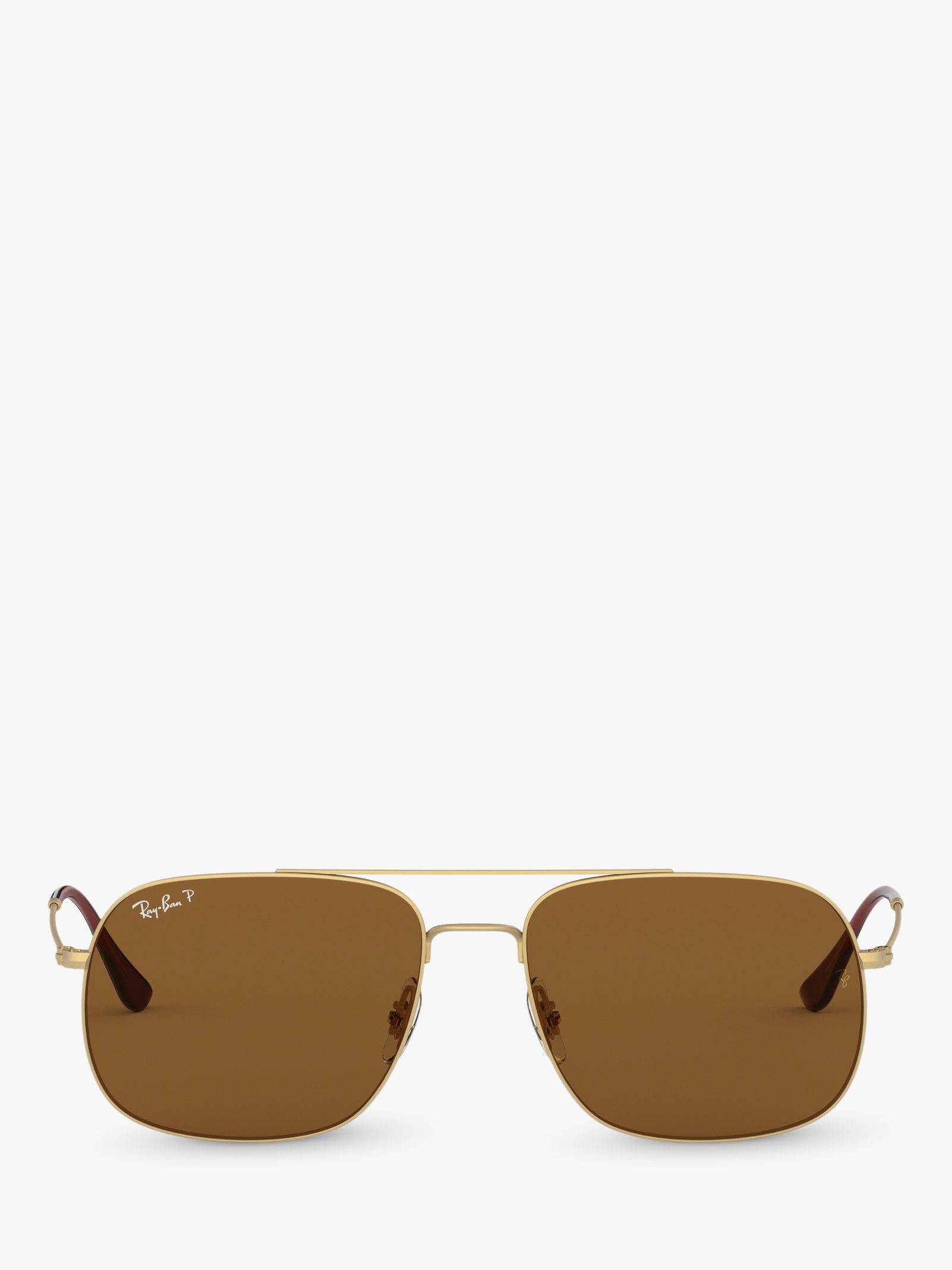 Ray-Ban RB3595 Unisex Andrea Square Sunglasses, Gold/Brown at John