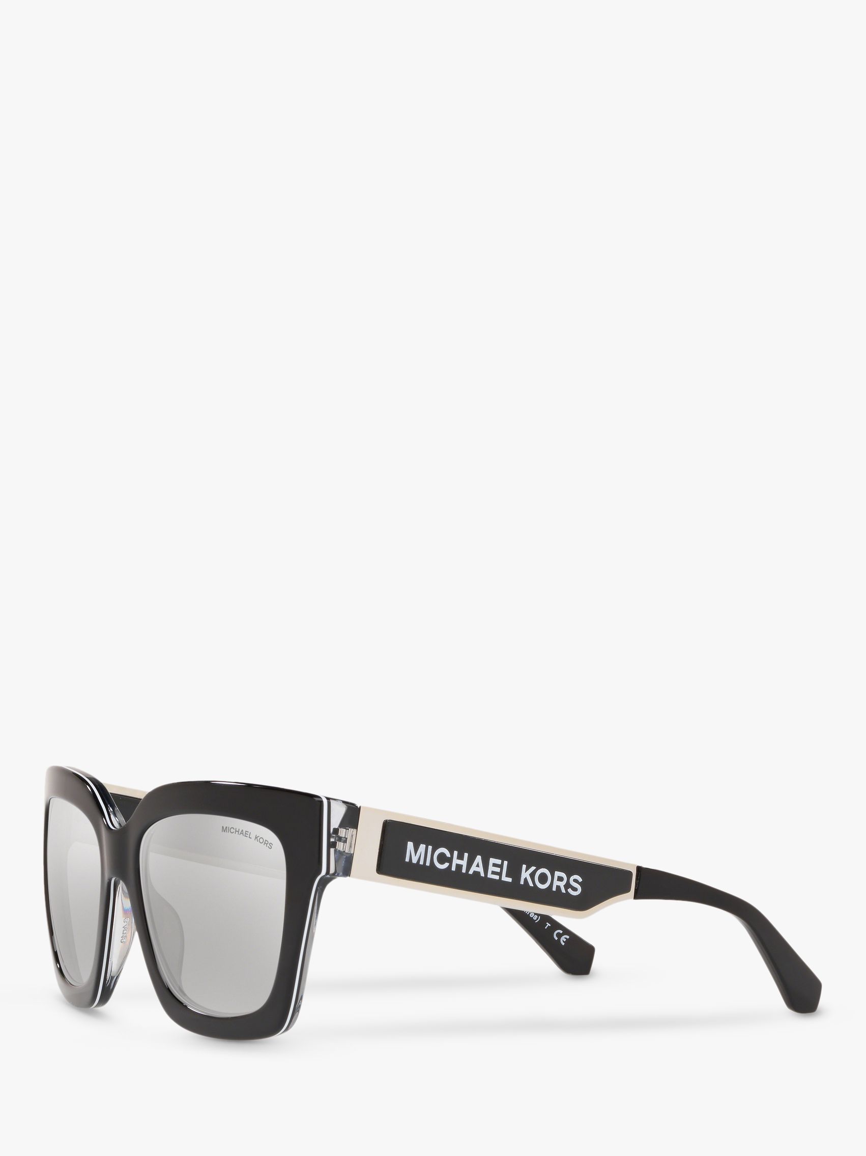 Michael Kors MK2102 Women's Berkshires Square Sunglasses, Black/Mirror Grey