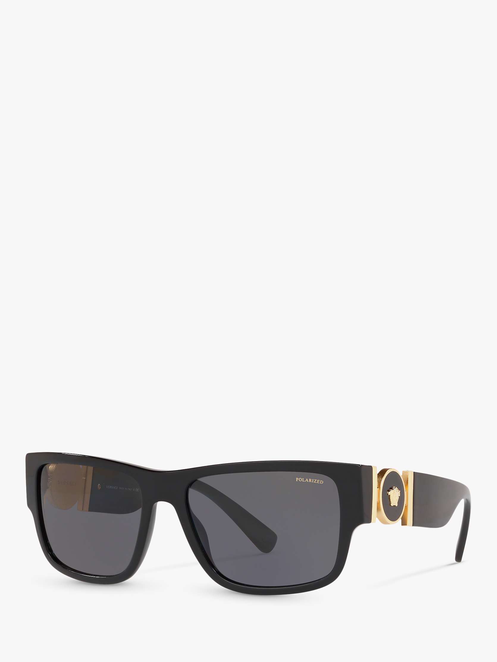 Buy Versace VE4369 Women's Polarised Square Sunglasses, Black/Grey Online at johnlewis.com
